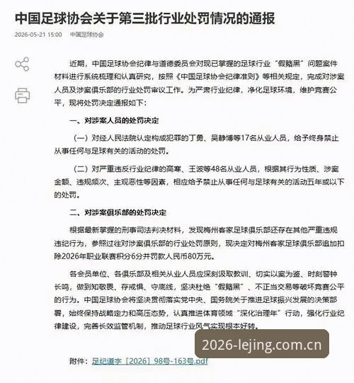 中国足协第三批禁足名单深度评测：乐竞体育体验视角下的行业净化风暴